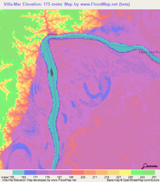 Villa-Mar,Bolivia Elevation Map