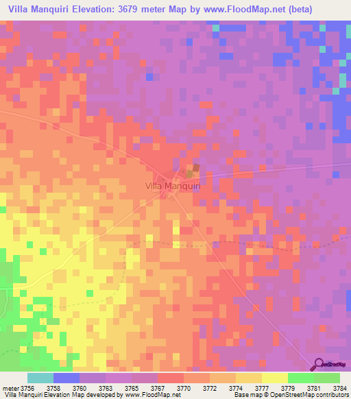 Villa Manquiri,Bolivia Elevation Map