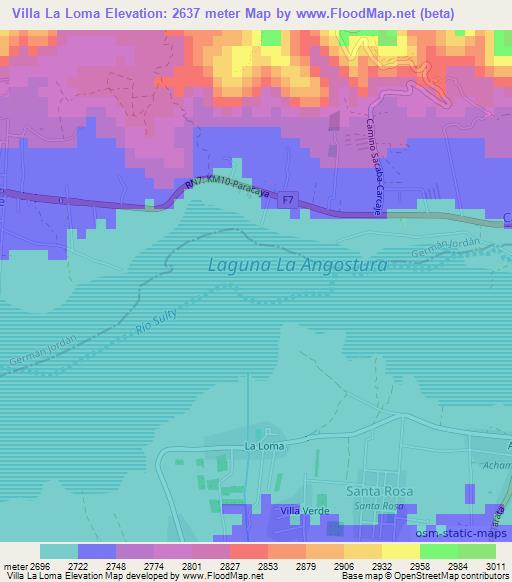 Villa La Loma,Bolivia Elevation Map