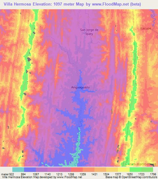 Villa Hermosa,Bolivia Elevation Map