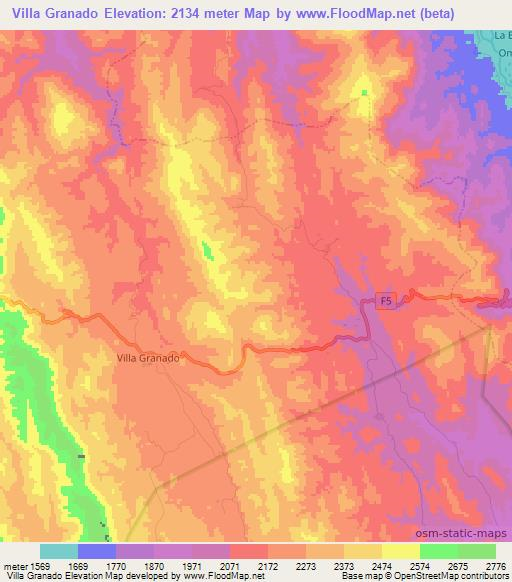Villa Granado,Bolivia Elevation Map