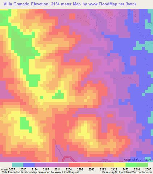 Villa Granado,Bolivia Elevation Map
