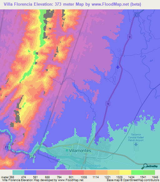 Villa Florencia,Bolivia Elevation Map