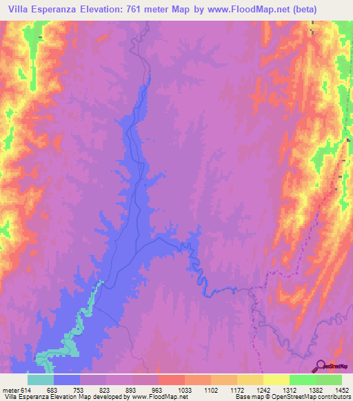 Villa Esperanza,Bolivia Elevation Map