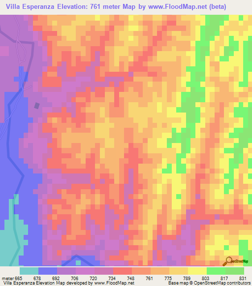 Villa Esperanza,Bolivia Elevation Map