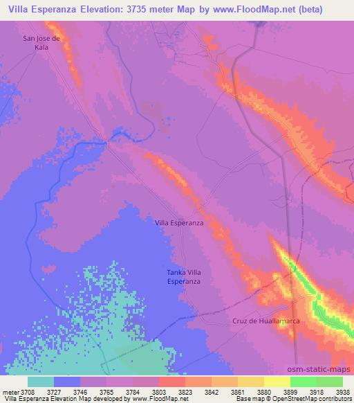 Villa Esperanza,Bolivia Elevation Map