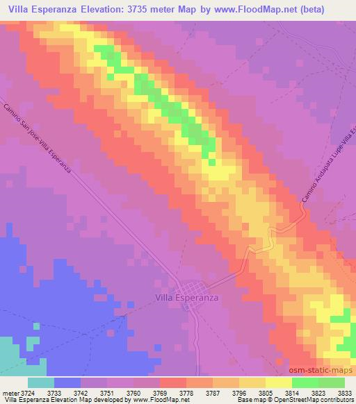 Villa Esperanza,Bolivia Elevation Map
