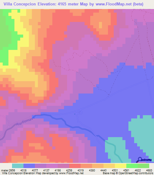 Villa Concepcion,Bolivia Elevation Map