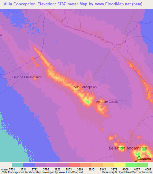 Villa Concepcion,Bolivia Elevation Map
