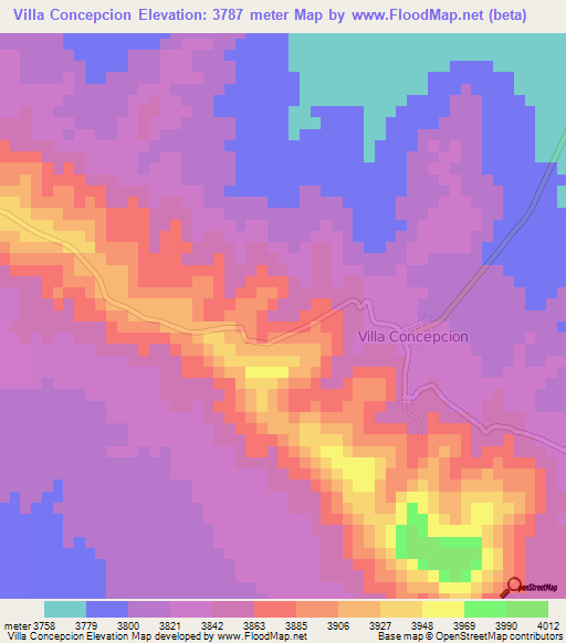 Villa Concepcion,Bolivia Elevation Map