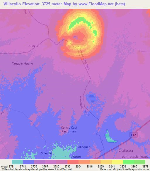 Villacollo,Bolivia Elevation Map