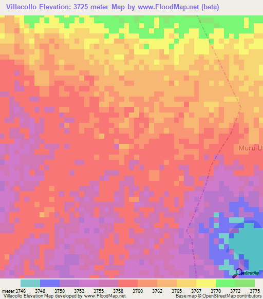 Villacollo,Bolivia Elevation Map