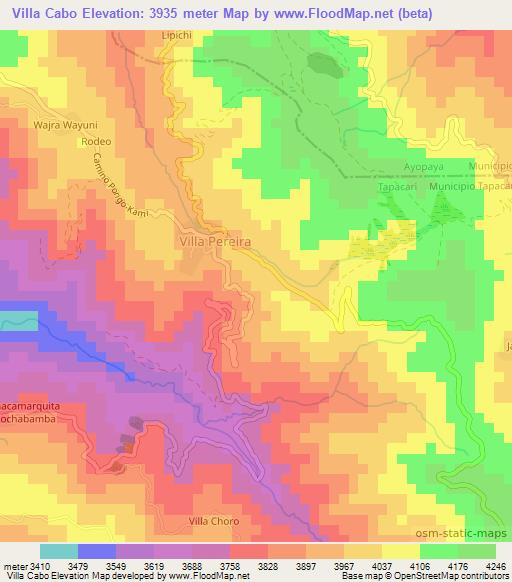 Villa Cabo,Bolivia Elevation Map
