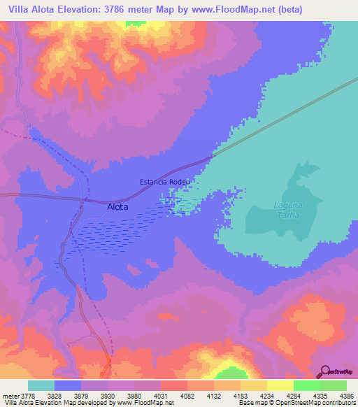 Villa Alota,Bolivia Elevation Map