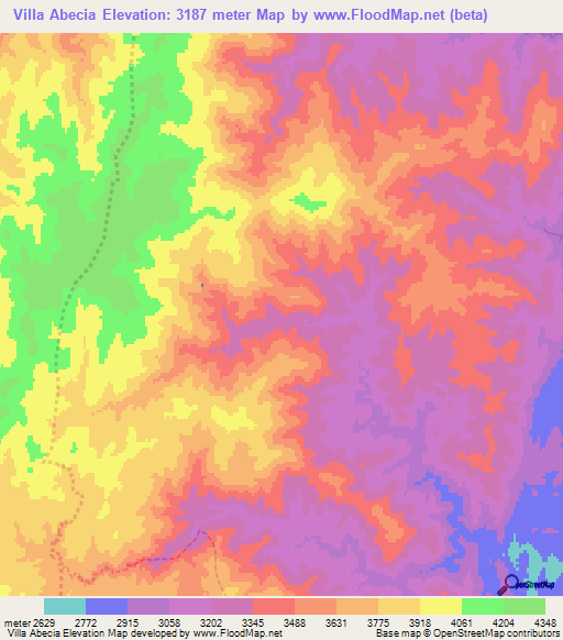 Villa Abecia,Bolivia Elevation Map
