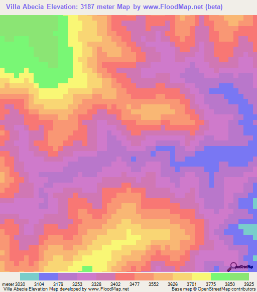 Villa Abecia,Bolivia Elevation Map
