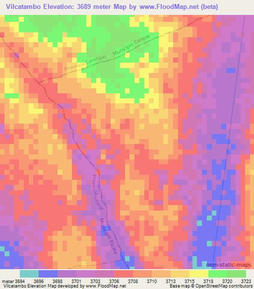 Vilcatambo,Bolivia Elevation Map