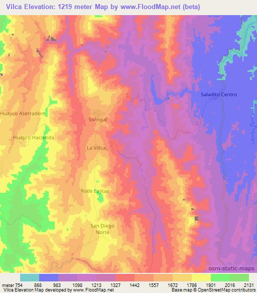 Vilca,Bolivia Elevation Map