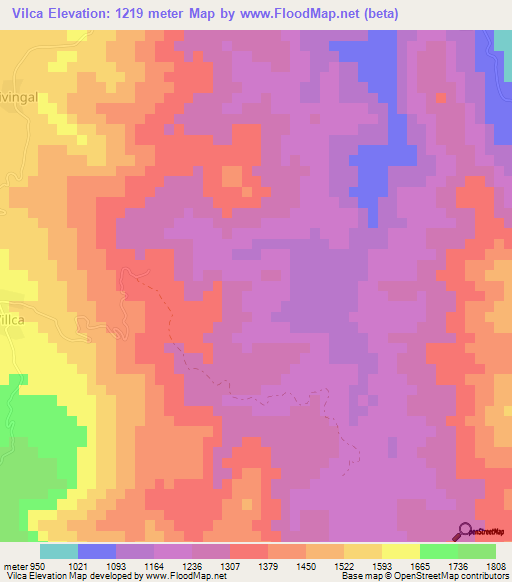 Vilca,Bolivia Elevation Map