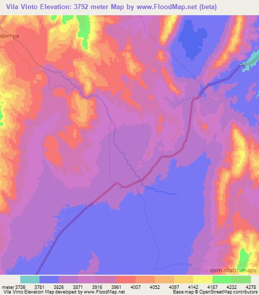 Vila Vinto,Bolivia Elevation Map