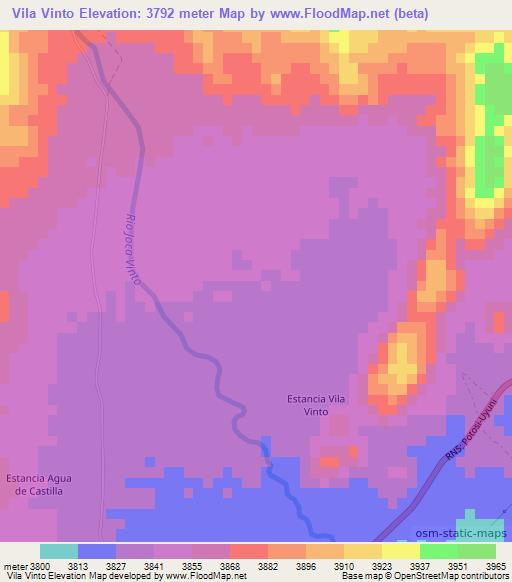 Vila Vinto,Bolivia Elevation Map