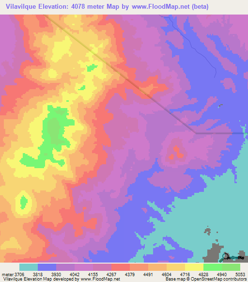 Vilavilque,Bolivia Elevation Map