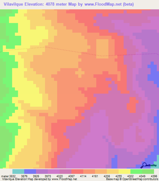 Vilavilque,Bolivia Elevation Map