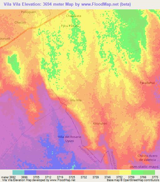Vila Vila,Bolivia Elevation Map