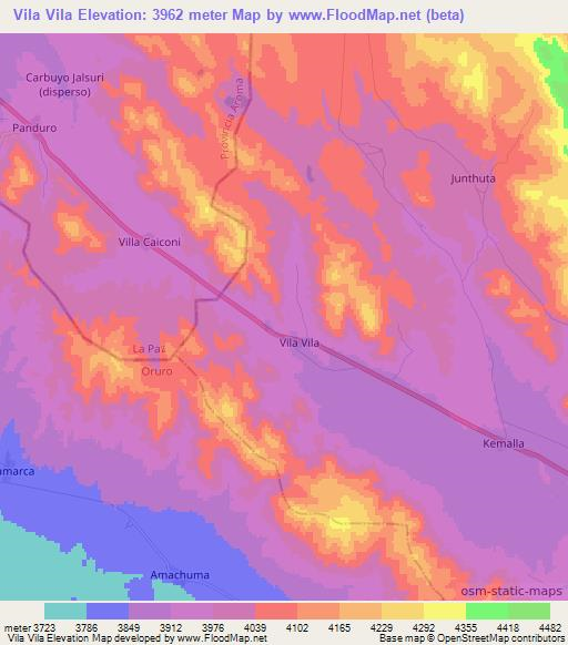 Vila Vila,Bolivia Elevation Map