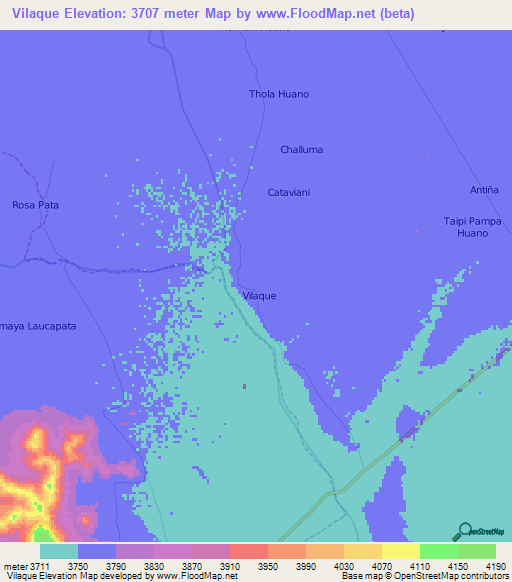 Vilaque,Bolivia Elevation Map