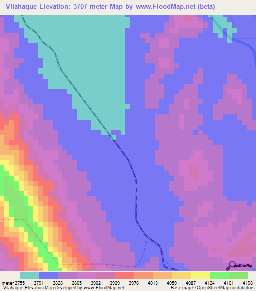 Vilahaque,Bolivia Elevation Map