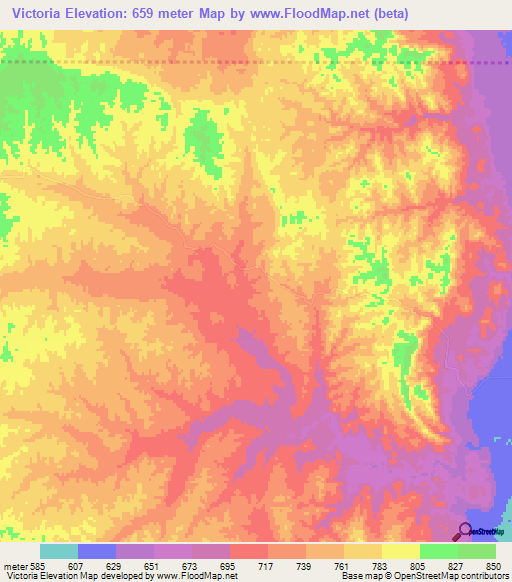 Victoria,Bolivia Elevation Map