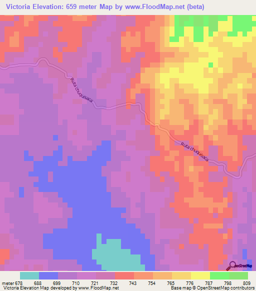 Victoria,Bolivia Elevation Map