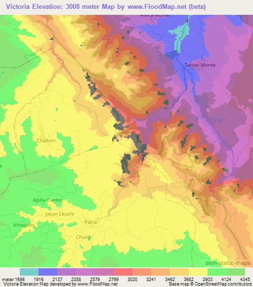 Victoria,Bolivia Elevation Map