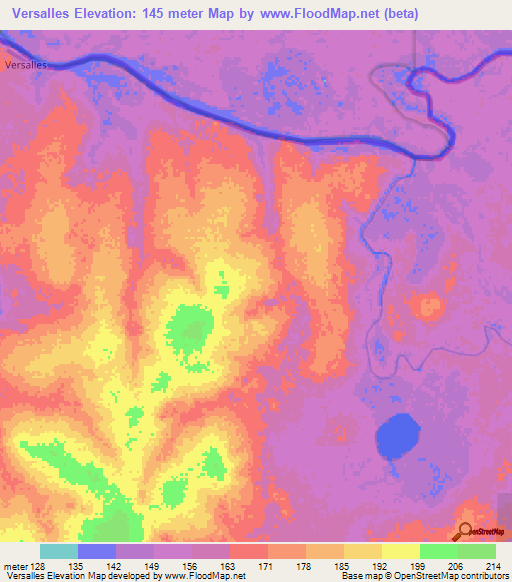 Versalles,Bolivia Elevation Map