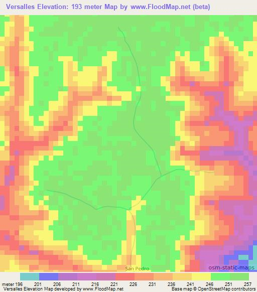 Versalles,Bolivia Elevation Map
