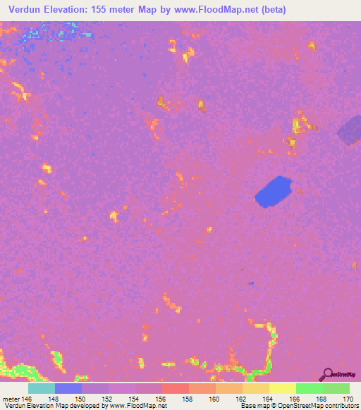 Verdun,Bolivia Elevation Map