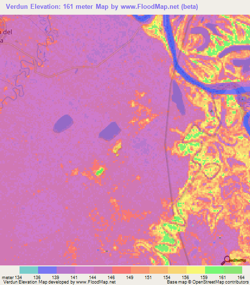 Verdun,Bolivia Elevation Map