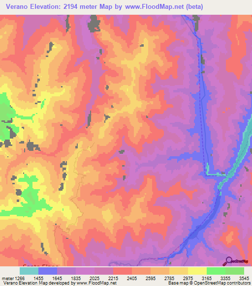 Verano,Bolivia Elevation Map