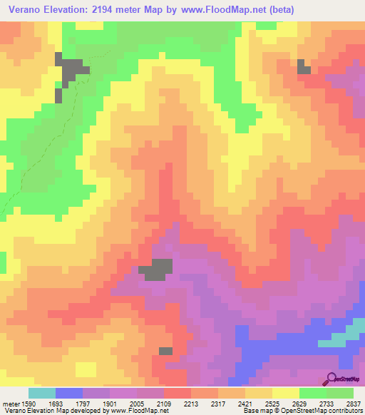 Verano,Bolivia Elevation Map
