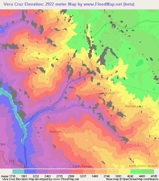 Vera Cruz,Bolivia Elevation Map
