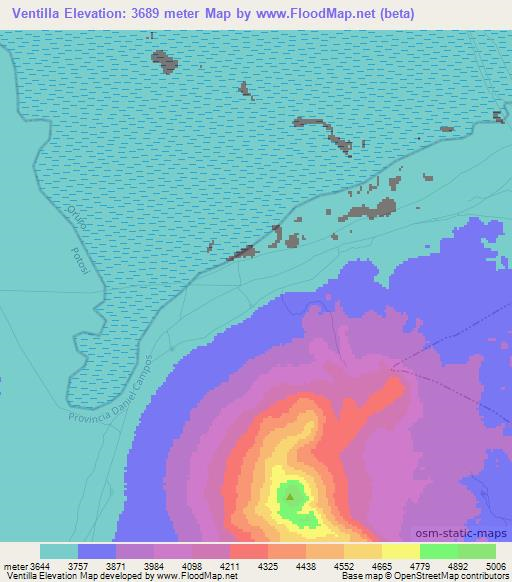 Ventilla,Bolivia Elevation Map