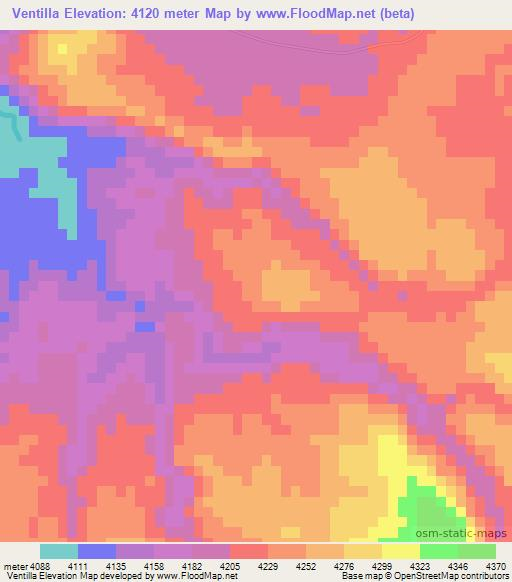 Ventilla,Bolivia Elevation Map