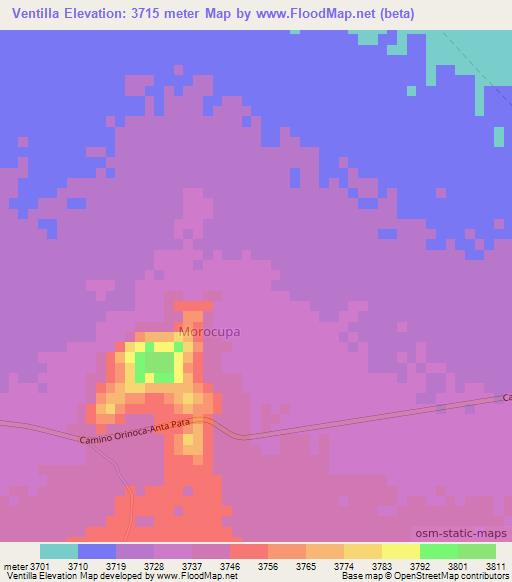 Ventilla,Bolivia Elevation Map
