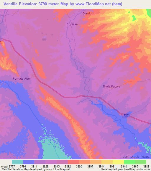 Ventilla,Bolivia Elevation Map