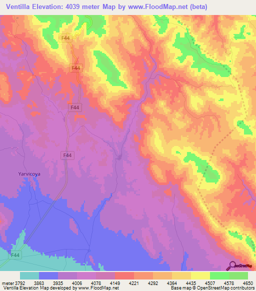 Ventilla,Bolivia Elevation Map