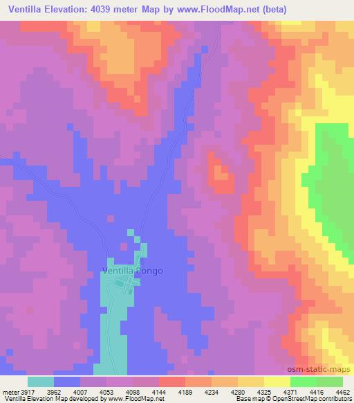 Ventilla,Bolivia Elevation Map