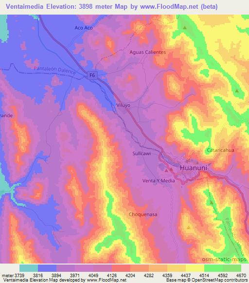 Ventaimedia,Bolivia Elevation Map