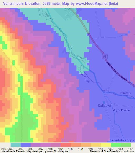 Ventaimedia,Bolivia Elevation Map