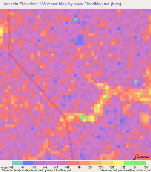 Venecia,Bolivia Elevation Map